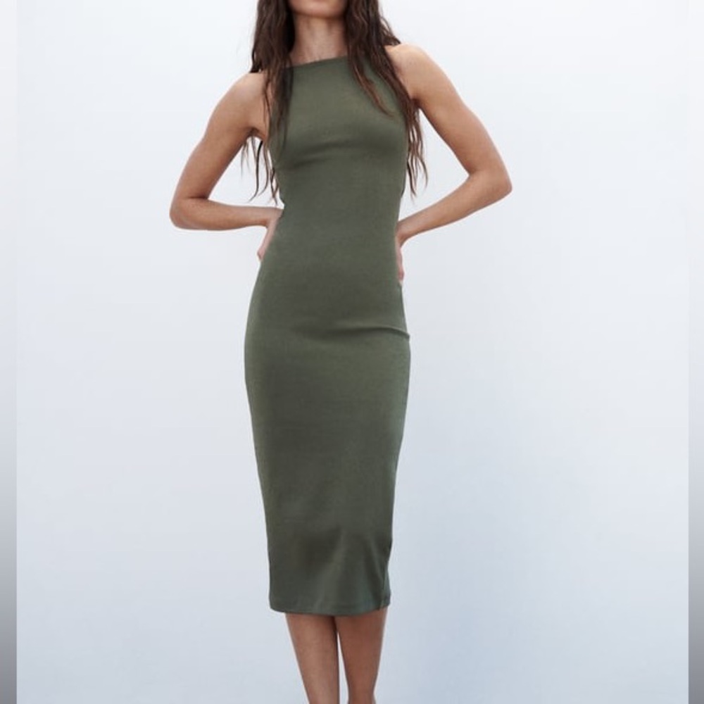 Zara Khaki Strappy Halter Dress (new with tag)